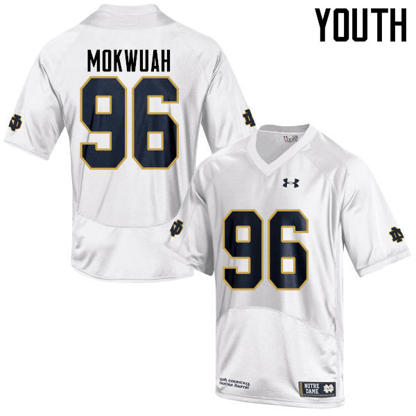 Youth #96 Pete Mokwuah Notre Dame Fighting Irish College Football Jerseys-White